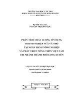 phân tích chất lƣợng tín dụng doanh nghiệp vừa và nhỏ tại ngân hàng nông nghiệp và phát triển nông thôn việt nam chi nhánh thành phố long xuyên