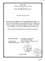Bước đầu nghiên cứu tình hình sử dụng và quản lý mỹ phẩm ảnh hưởng trực tiếp đến sức khỏe con người trên địa bàn hà nội