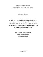 đánh giá chất lượng dịch vụ của các cửa hàng thức ăn nhanh theo ô hình nhượng quyền kinh doanh ở thành phố cần thơ