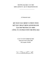 kế toán xác định và phân tích kết quả hoạt động kinh doanh tại chi nhánh cần thơ công ty cổ phần ôtô trường hải