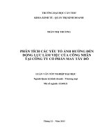 phân tích các yếu tố ảnh hưởng đến động lực làm việc của công nhân tại công ty cổ phần may tây đô
