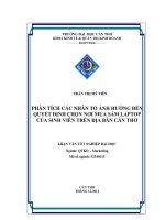 phân tích các nhân tố ảnh hưởng đến quyết định chọn nơi mua sắm laptop của sinh viên trên địa bàn cần thơ