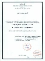 Tổng hợp và thăm dò tác dụng sinh học của một số dẫn chất của 4   amino   4h   1,2,4   triazol