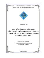 một số giải pháp đẩy mạnh tiêu thụ cà phê tại công ty cổ phần cà phê mê trang chi nhánh cần thơ giai đoạn 20142016