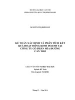 kế toán xác định và phân tích kết quả hoạt động kinh doanh tại công ty cổ phần mía đường cần thơ