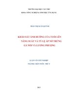 Khảo sát ảnh hưởng của tuổi lên năng suất và tỷ lệ ấp nở trứng gà nòi và lương phượng