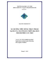 xu hướng tiêu dùng thực phẩm sạch của người dân trên địa bàn thành phố cần thơ
