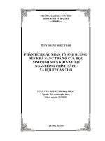 phân tích các nhân tố ảnh hưởng đến khả năng trả nợ của học sinh sinh viên khi vay tại ngân hàng chính sách xã hội tp cần thơ