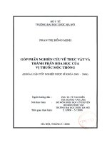 Góp phần nghiên cứu về thực vật và thành phần hóa học của vị thuốc mộc thông