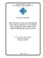 phân tích các nhân tố ảnh hưởng lòng trung thành của người dân quận ninh kiều đến trung tâm truyền hình việt nam tại tpct