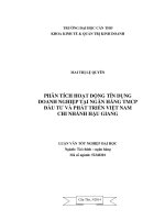 phân tích hoạt động tín dụng doanh nghiệp tại ngân hàng tmcp đầu tư và phát triển việt nam chi nhánh hậu giang
