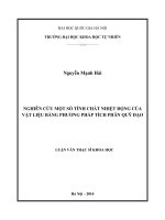 NGHIÊN CỨU MỘT SỐ TÍNH CHẤT NHIỆT ĐỘNG CỦA VẬT LIỆU BẰNG PHƯƠNG PHÁP TÍCH PHÂN QUỸ ĐẠO