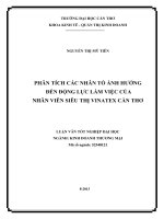 phân tích các nhân tố ảnh hưởng đến động lực làm việc của nhân viên siêu thị vinatex cần thơ