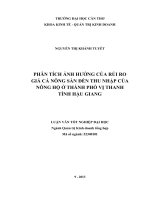 phân tích ảnh hưởng của rủi ro giá cả nông sản đến thu nhập của nông hộ ở thành phố vị thanh tỉnh hậu giang