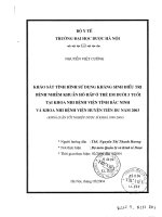 Khảo sát tình hình sử dụng kháng sinh điều trị bệnh nhiễm khuẩn hô hấp ở trẻ em dưới 5 tuổi tại khoa nhi bệnh viện tỉnh bắc ninh và khoa nhi bệnh viện huyện tiên du năm 2003