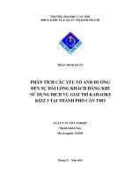 phân tích các yếu tố ảnh hưởng đến sự hài lòng khách hàng khi sử dụng dịch vụ giải trí karaoke kizz 3 tại thành phố cần thơ