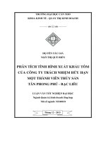 phân tích tình hình xuất khẩu tôm của công ty trách nhiệm hữu hạn một thành viên thủy sản tân phong phú  bạc liêu