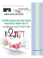 TUYỂN CHỌN các bài TOÁN PHƯƠNG TRÌNH vô tỷ