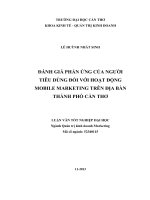 đánh giá phản ứng của người tiêu dùng đối với hoạt động mobile marketing trên địa bàn thành phố cần thơ