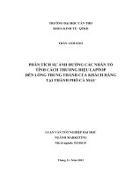 phân tích sự ảnh hưởng các nhân tố tính cách thương hiệu laptop đến lòng trung thành của khách hàng tại thành phố cà mau