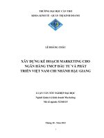 xây dựng kế hoạch marketing cho ngân hàng tmcp đầu tư và phát triển việt nam chi nhánh hậu giang