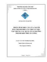 phân tích nhu cầu của người dân thành phố cần thơ về việc tập trung các quán ăn lề đường thành khu phố ăn uống