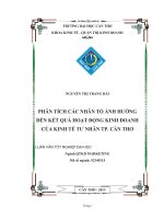 phân tích các nhân tố ảnh hưởng đến kết quả hoạt động kinh doanh của kinh tế tư nhân tp. cần thơ