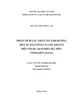 phân tích các nhân tố ảnh hưởng đến sự hài lòng của du khách đối với du lịch biển hà tiên tỉnh kiên giang