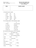 Đề kiểm tra Tiếng Anh book 1