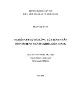 nghiên cứu sự hài lòng của bệnh nhân đối với bệnh viện đa khoa kiên giang