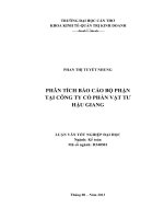 phân tích báo cáo bộ phận tại công ty cổ phần vật tư hậu giang