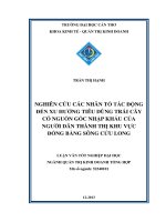 nghiên cứu các nhân tố tác động đến xu hướng tiêu dùng trái cây có nguồn gốc nhập khẩu của người dân thành thị khu vực đồng bằng sông cửu long