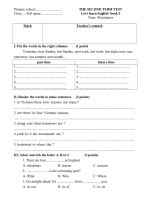 Đề kiểm tra Tiếng Anh book 3