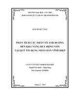 phân tích các nhân tố ảnh hƣởng đến khả năng huy động vốn tại quỹ tín dụng nhân dân vĩnh hiệp