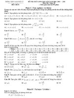 Đề thi và đáp án Toán 10 kì II