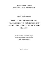 đánh giá mức độ hài lòng của nhân viên đối với chính sách nhân sự của công ty cp vật tư hậu giang hamaco