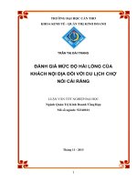 đánh giá mức độ hài lòng của khách nội địa đối với du lịch chợ nổi cái răng