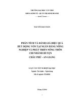 phân tích và đánh giá hiệu quả huy động vốn tại ngân hàng nông nghiệp và phát triển nông thôn chi nhánh huyện châu phú  an giang