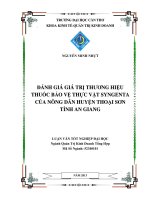 đánh giá giá trị thương hiệu thuốc bảo vệ thực vật syngenta của nông dân huyện thoại sơn tỉnh an giang