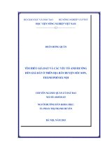 tìm hiểu giá đất và các yếu tố ảnh hưởng đến giá đất ở trên địa bàn huyện sóc sơn, thành phố hà nội