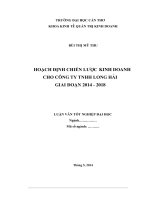 hoạch định chiến lược kinh doanh cho công ty tnhh long hải giai đoan ̣ 2014  2018