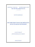 phát triển kinh tế trang trại trên địa bàn huyện yên khánh, tỉnh ninh bình