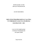 phân tích tình hình nhân sự tại công ty tnhh dịch vụ bảo vệ lâm hoàng giai đoạn 2011  2013