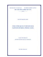 tăng cường quản lý chi ngân sách tại huyện sơn động, tỉnh bắc giang