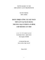 hoàn thiện công tác kế toán tiền gửi tại ngân hàng thương mại cổ phần an bình chi nhánh cần thơ