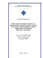 phân tích mức độ hài lòng của khách hàng về dịch vụ thẻ atm tại ngân hàng nông nghiệp và phát triển nông chi nhánh phú tân – an giang
