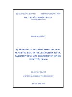 sự tham gia của người dân trong xây dựng, quản lý hạ tầng kỹ thuật nông thôn tại các xã điểm xây dựng nông thôn mới huyện yên sơn, tỉnh tuyên quang