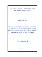 đánh giá đặc điểm nông sinh học và ảnh hưởng của chiều cao thu hái đến sinh trưởng, phát triển, năng suất và chất lượng dược liệu của một số mẫu giống ngải cứu tại gia lâm – hà nội