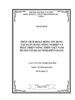 phân tích hoạt động tín dụng tại ngân hàng nông nghiệp và phát triển nông thôn việt nam huyện gò quao tỉnh kiên giang