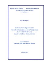 đánh giá thực trạng sử dụng phế thải đồng ruộng và đề xuất biện pháp bảo vệ môi trường tại huyện văn lãng – tỉnh lạng sơn